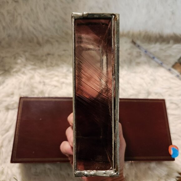 Vintage Stained Glass Jewelry Box With Mirrored Inlay Boho Cottage MCM - Picture 9 of 11